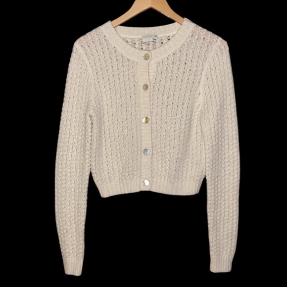 NWOT Aritzia Wilfred Free Fortune Alpaca knit cardigan in cream colour medium - Picture 3 of 7